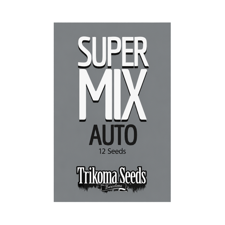 Kit Super Mix Auto Trikoma Seeds com 12 sementes de maconha automáticas feminizadas de 4 genéticas clássicas