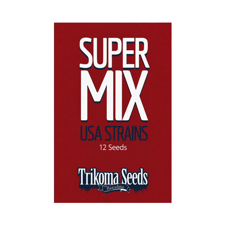 Kit Super Mix USA Strains Trikoma Seeds com 12 sementes feminizadas de 4 genéticas de maconha americanas
