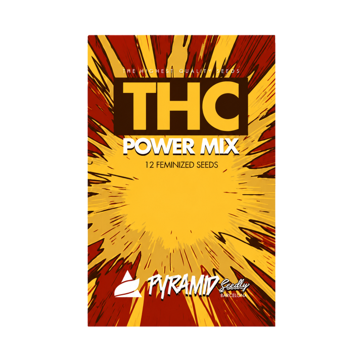 Kit Power Mix THC Pyramid Seeds com 12 sementes feminizadas de 4 variedades de maconha de alto THC