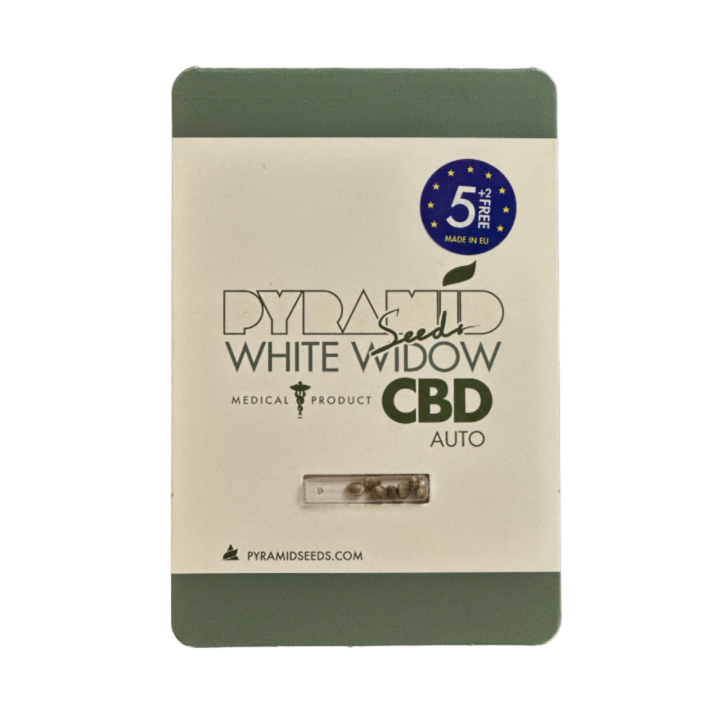 Pacote de sementes Auto White Widow CBD Pyramid Seeds com logotipo